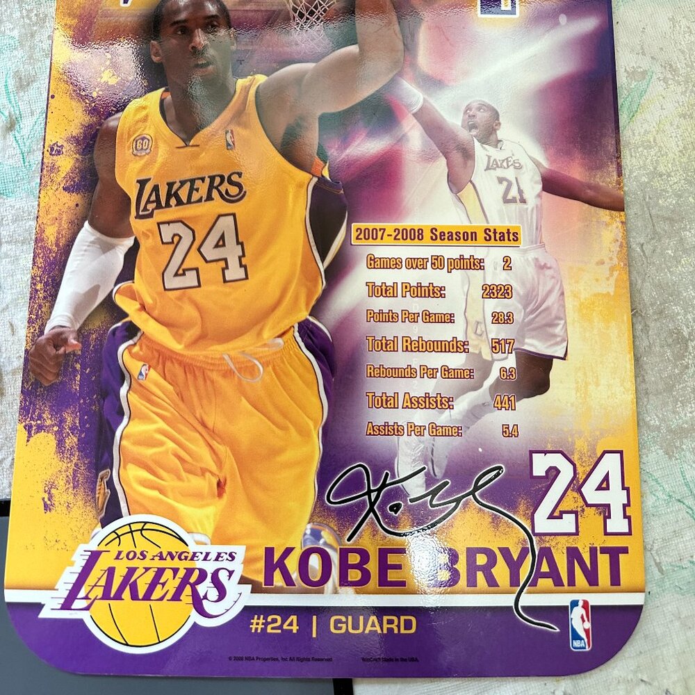 Kobe Bryant MVP Plastic Locker Room Sign 2008 NBA Properties WinCraft 16.5" x 10 - Picture 2 of 5